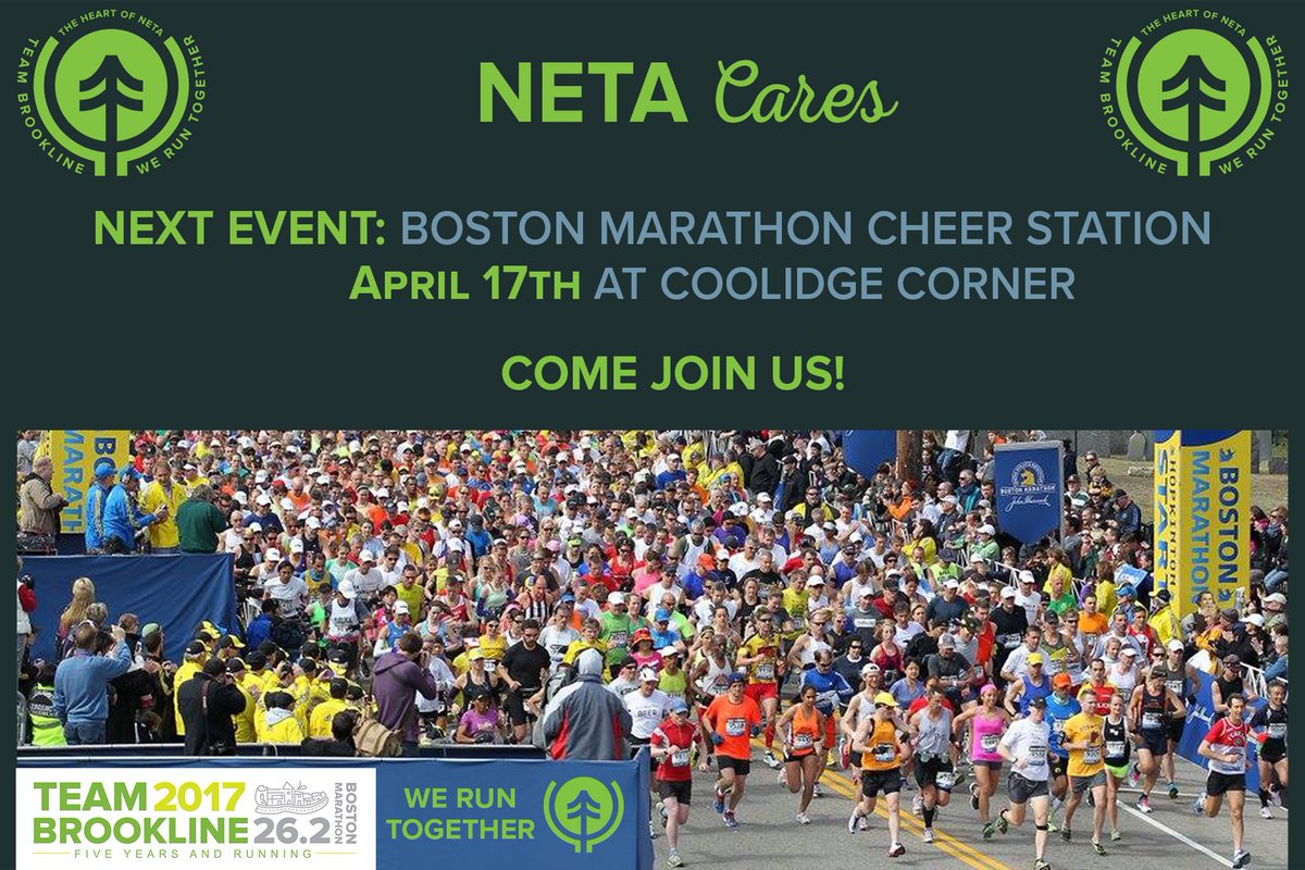 netacaremass's tweet photo. 1 week until #NETACares next event at the @BostonMarathon cheering on @TeamBrookline!
https://t.co/dygYlTV5PN https://t.co/Uwz7EswnBA