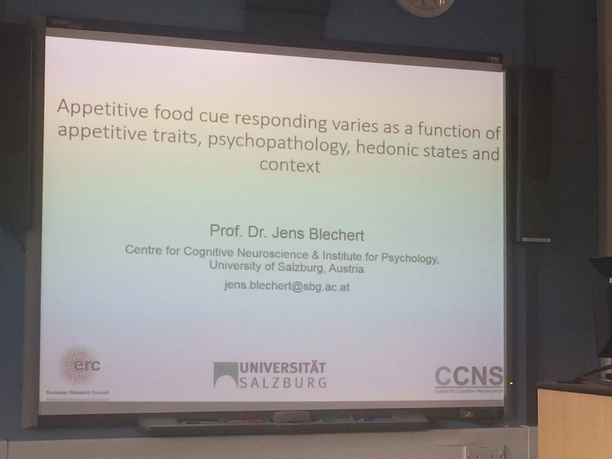 Next up Prof Jens Blechert from @UniSalzburg talking about #foodcues #appetitivetraits #hedonicstates