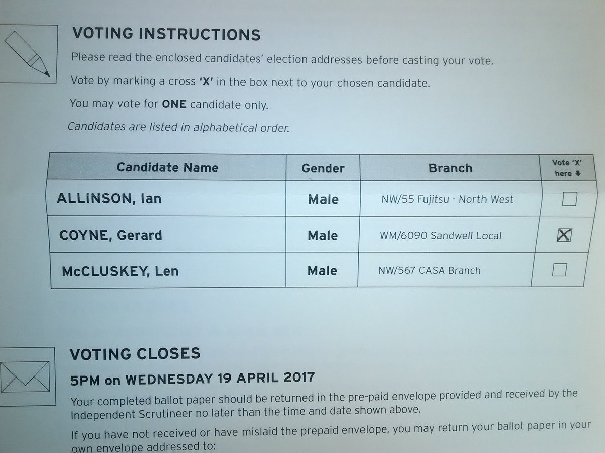 sw333tiepie's tweet photo. Woo! Just got my ballot paper and I've #votecoyne and looking forward to a new GS and a stronger union https://t.co/3V9S2cS5Tx