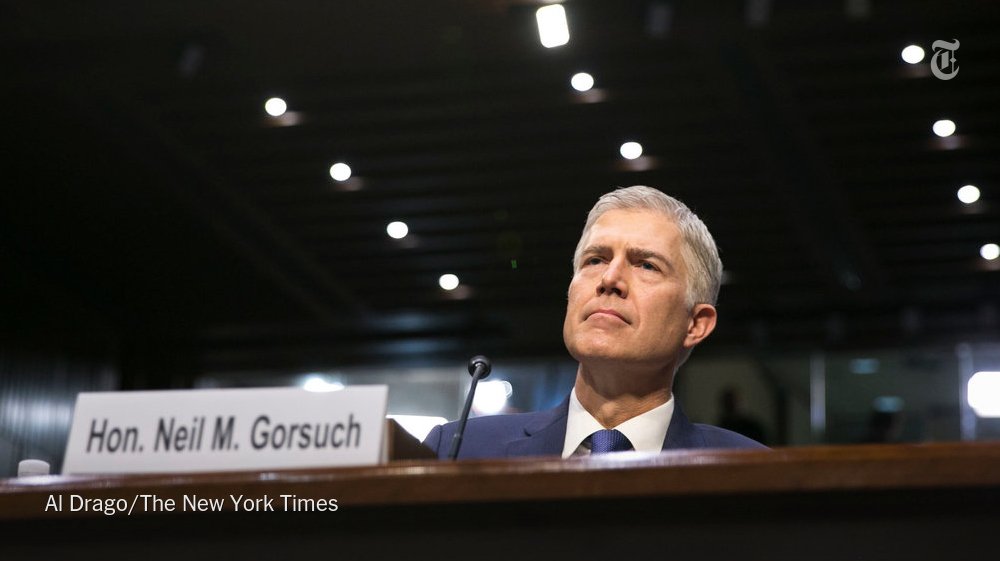 nytimes's tweet photo. Neil Gorsuch was sworn in as the 113th justice of the Supreme Court https://t.co/wTgfrLLZvx https://t.co/9PDgzlKlwN
