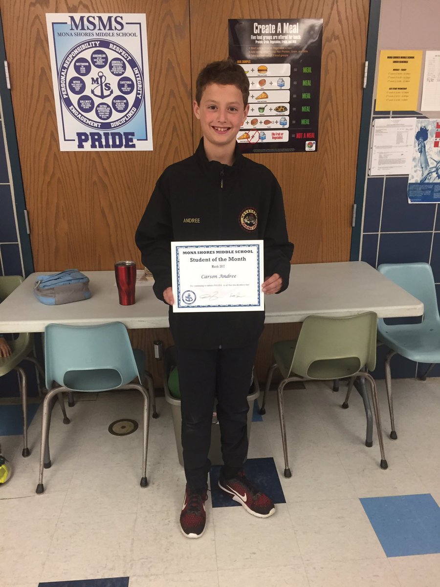 msms_sailors's tweet photo. A big 👍🏽👊🏽👏🏽to these six Students of the Month! Congrats to Carson, Devin, Drew, Olivia, Johnny, and Megan! Keep living with #SailorPRIDE https://t.co/UMGf92vKTQ