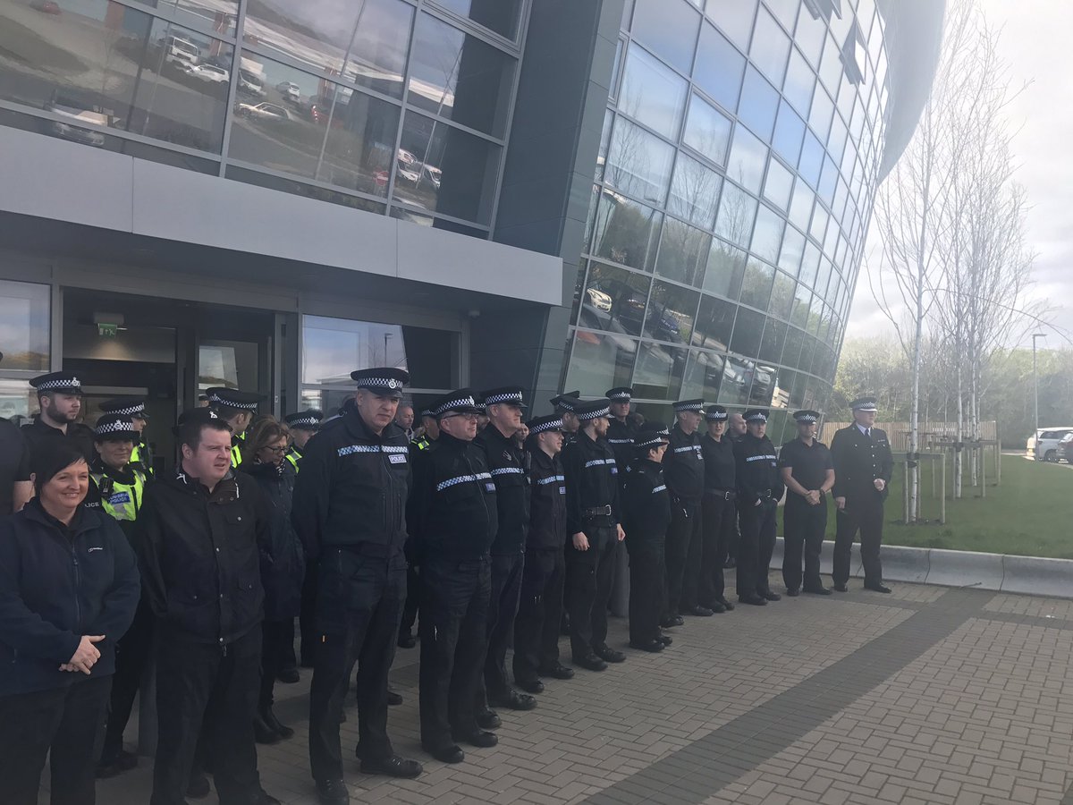Two minutes silence at Barrow Police Station to mark the funeral of PC Keith Palmer who died in the attack on Parliament #westandtogether