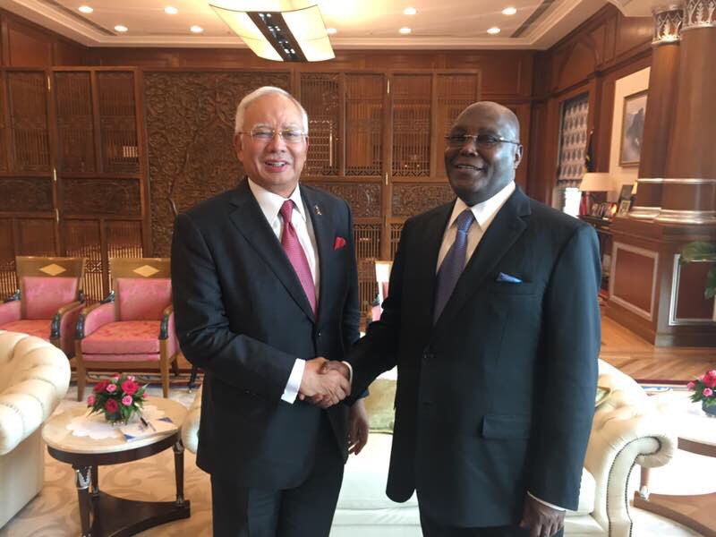 atiku's tweet photo. With Malaysian Prime Minister @NajibRazak earlier today in Kuala Lumpur #business #Nigeria https://t.co/P790j2s5CF