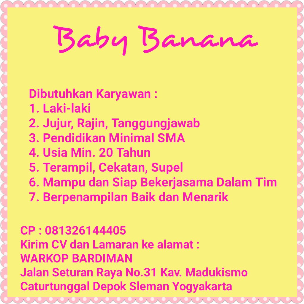 Jika berminat segera kirimkan lamaran anda dan hubungi kontak person 😊