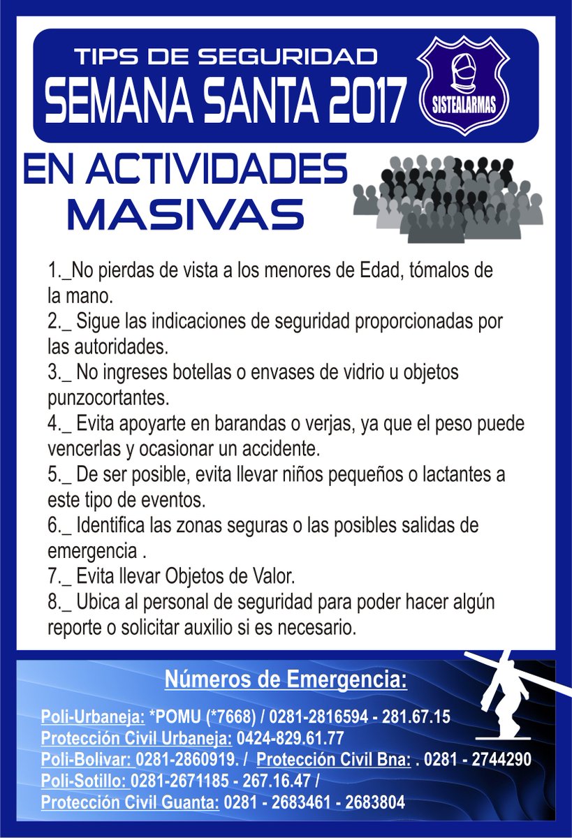 SISTEALARMAS's tweet photo. Nuestros Tips de Seguridad para esta Semana Santa. Que tengan una Feliz y Segura Semana https://t.co/LlxUIBZGvl