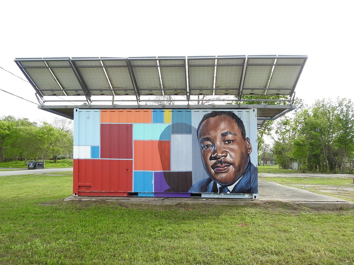 Little collab with The Texas French Alliance, for their Juice Box - #MLK #MLKJr #mural by #anatronen #thirdwardhou