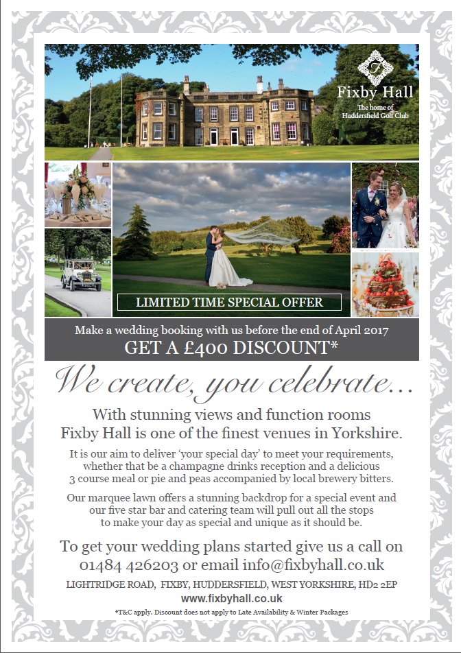 FixbyHall's tweet photo. How does a £400.00 discount on your wedding sound! Enquire now and book before the end of April. #ThisIsFixby #WeddingSeason #T's&C'sApply https://t.co/AfHZ55mXht