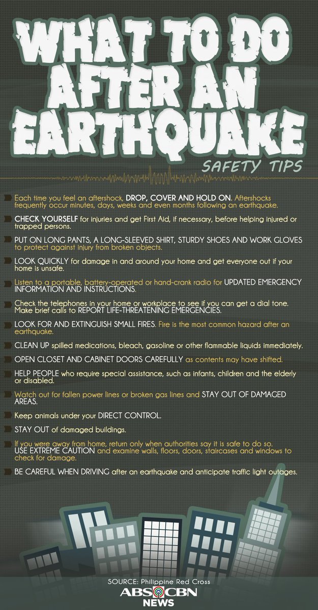 ABSCBNNews's tweet photo. Here are survival tips after an earthquake. https://t.co/dte8kOsJFO