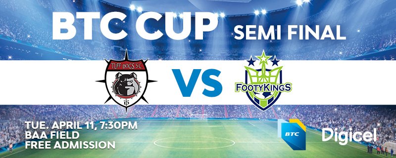BTCBDA's tweet photo. Tonight at BAA field it's the second semi-final to decide who will play @FlanagansFC_BDA  in the Final. #BTCcup https://t.co/YvNlHgmKM9