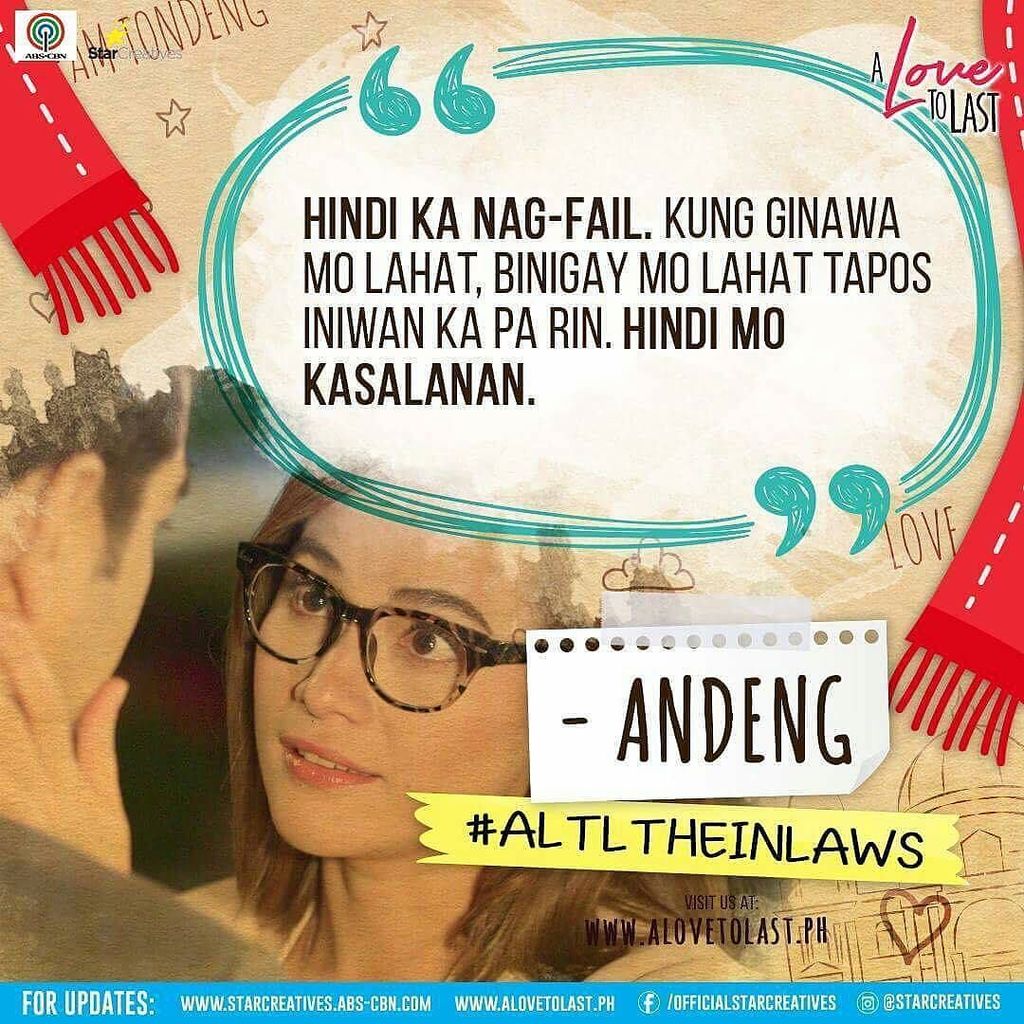 StarCreativesTV's tweet photo. Andeng: "Hindi ka nag-fail. Kung ginawa mo lahat, binigay mo lahat tapos iniwan ka pa rin. Hindi mo kasalanan." #ALTLTheInLaws https://t.co/pLM1gn4Fv1