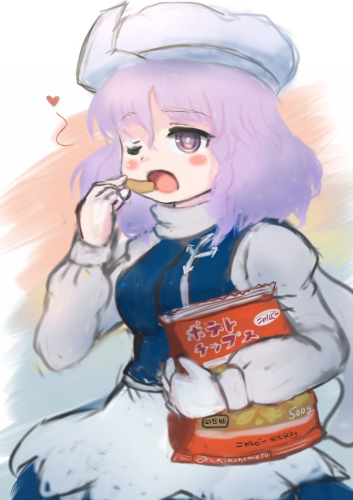 久々の参戦です!('▽`*)
ポテチの一部商品が販売停止というニュースを聞いて衝撃的だったのでレティさんにBigサイズのポテチを持たせてみました。 夜にポテチ、美味しいけど太る! #深夜の真剣お絵描き60分一本勝負 