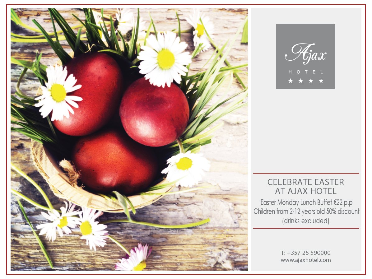 #Celebrate #EasterMonday at #AjaxHotel in #Limassol. For reservations contact (+357) 25 590 000,ajaxhotel.com  #easter2017 #Cyprus