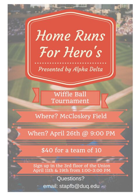 DuquesneGreeks's tweet photo. Mark your calendars for Alpha Delta's upcoming Wiffle Ball Tournament! https://t.co/knOohMs5wu