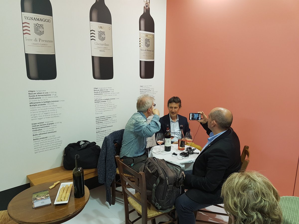 IVignamaggio's tweet photo. working hard at #vignamaggio... special guests #andreagori #leonardoromanelli #chianticlassico #Vinitaly2017 https://t.co/6g85bTlN96
