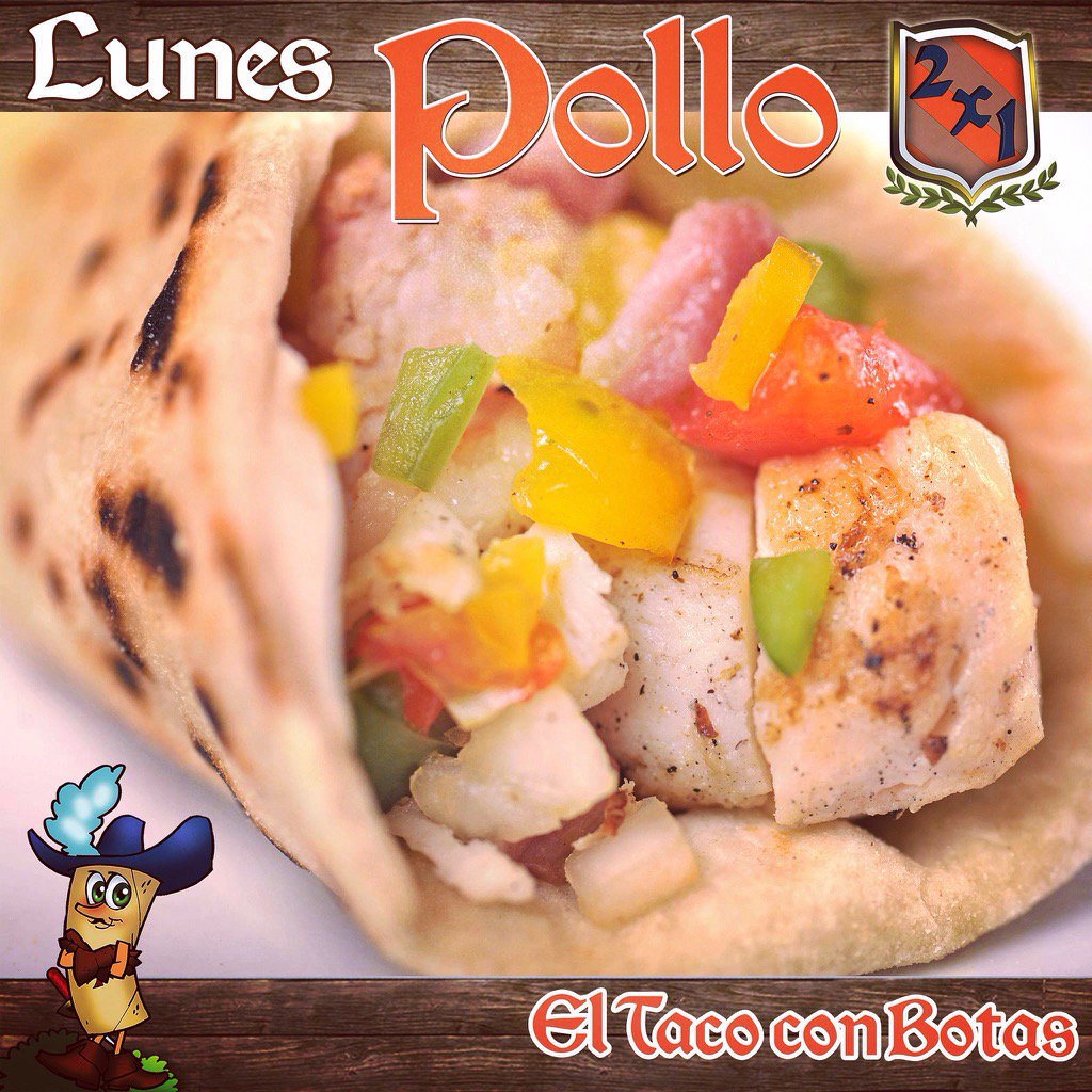 Eltacoconbotas's tweet photo. Ven por la promoción del día #pollo2x1en #TacoConBotas https://t.co/9uA0Mcu1mG