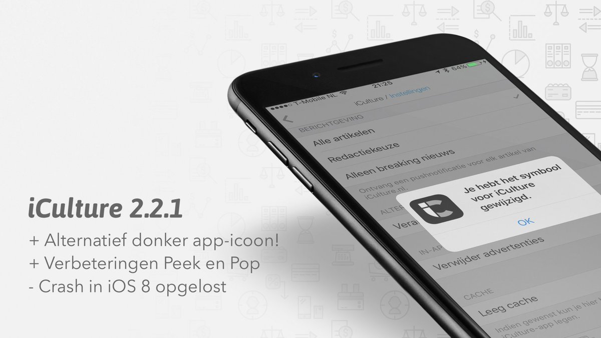 iCulture's tweet photo. Nu live: #iCultureapp v2.2.1. Met als eerste Nederlandse app de optie om je app-icoon aan te passen β£οΈ https://t.co/UtyO647JrS https://t.co/kYQvONwYJ8