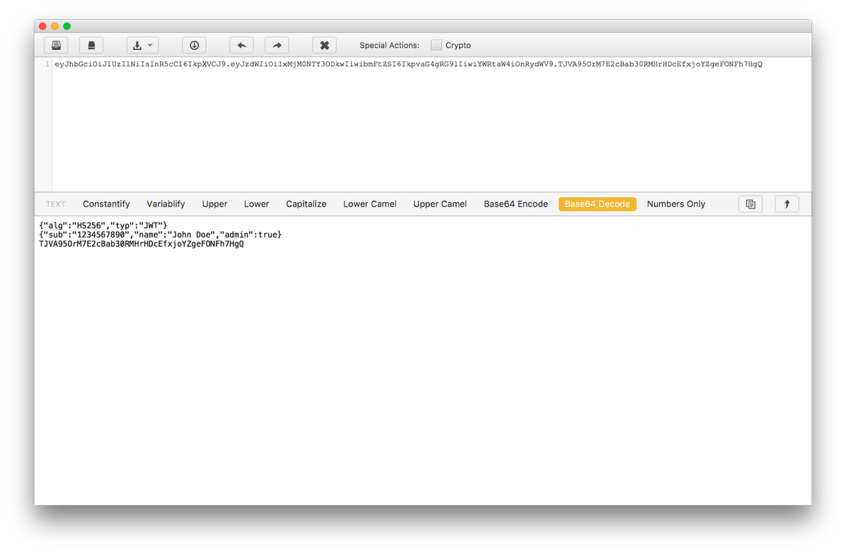 TextLabApp's tweet photo. @inadarei @okvasnovsky I have added this simple decode action into latest version of TextLab. And you would like to add option to enter shared key or public key? https://t.co/xsQwiOokWZ