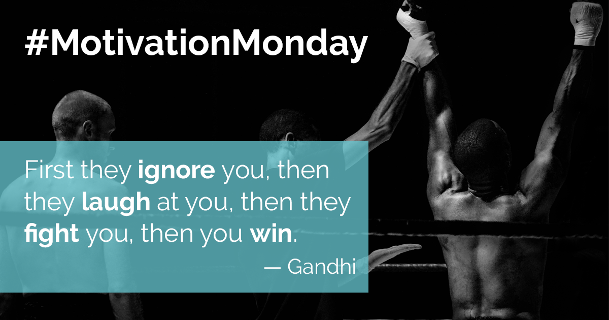 nibbleebits's tweet photo. #MotivationMonday

"First they ignore you, then they laugh at you, then they fight you, then you win." 
— Gandhi https://t.co/jbUhO3pULf