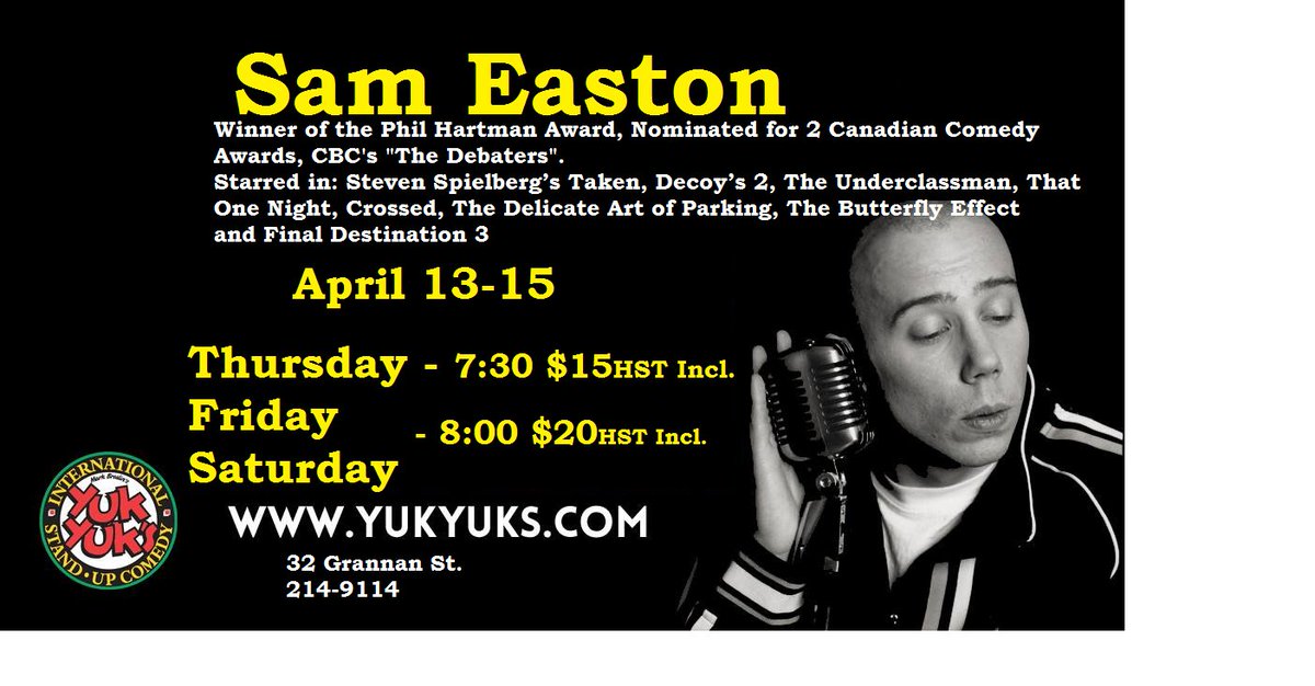 This Weekend at <a href="/YukYuksSJNB/">Yuk Yuk's Saint John</a>