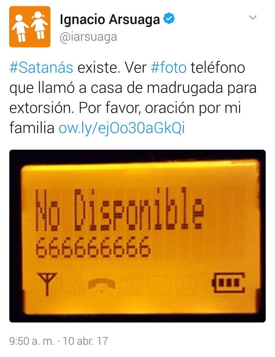 Satanás existe: a mi teléfono fijo llamó el 666 666 666 de madrugada. Por favor, oración por mi familia