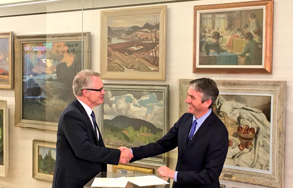 agotoronto's tweet photo. We're thrilled to have Dr. John Malloy @tdsb Director of Education &amp; our Director &amp; CEO Stephan Jost signing the AGO-TDSB Partnership #mused https://t.co/xhodJ88oFN