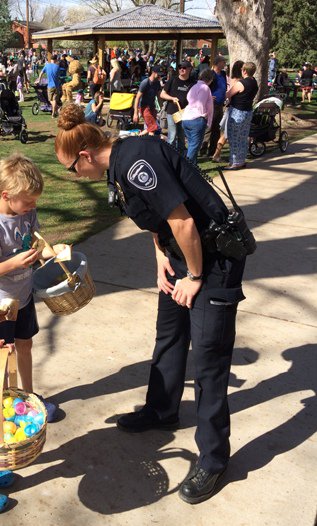 Officer Smith enjoyed stopping out at the Lafayette Easter Egg Hunt Saturday at Waneka Lake!
