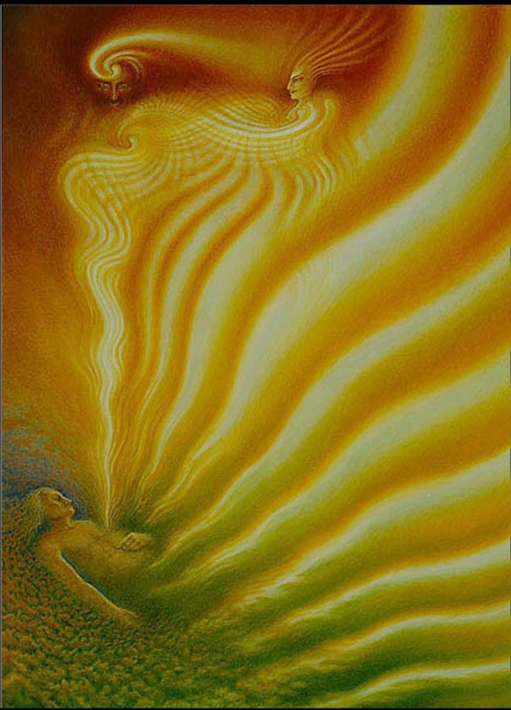 Astral energy of love and light protects a sleeping elder, guided by a spirit!