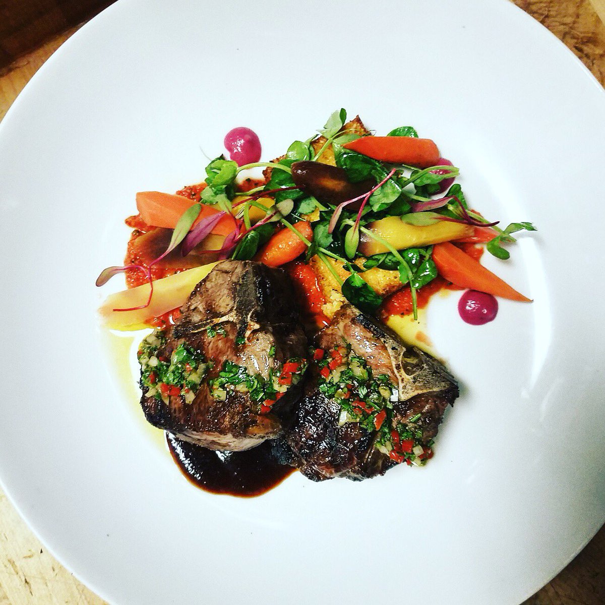 taylors kitchen on twitter grilled lamb small loin romesco roasted rainbow carrots baby artichoke crispy goat cheese polenta - Taylors Kitchen taylors kitchen on twitter grilled lamb small loin romesco roasted rainbow carrots baby artichoke crispy goat cheese polenta - Taylors Kitchen