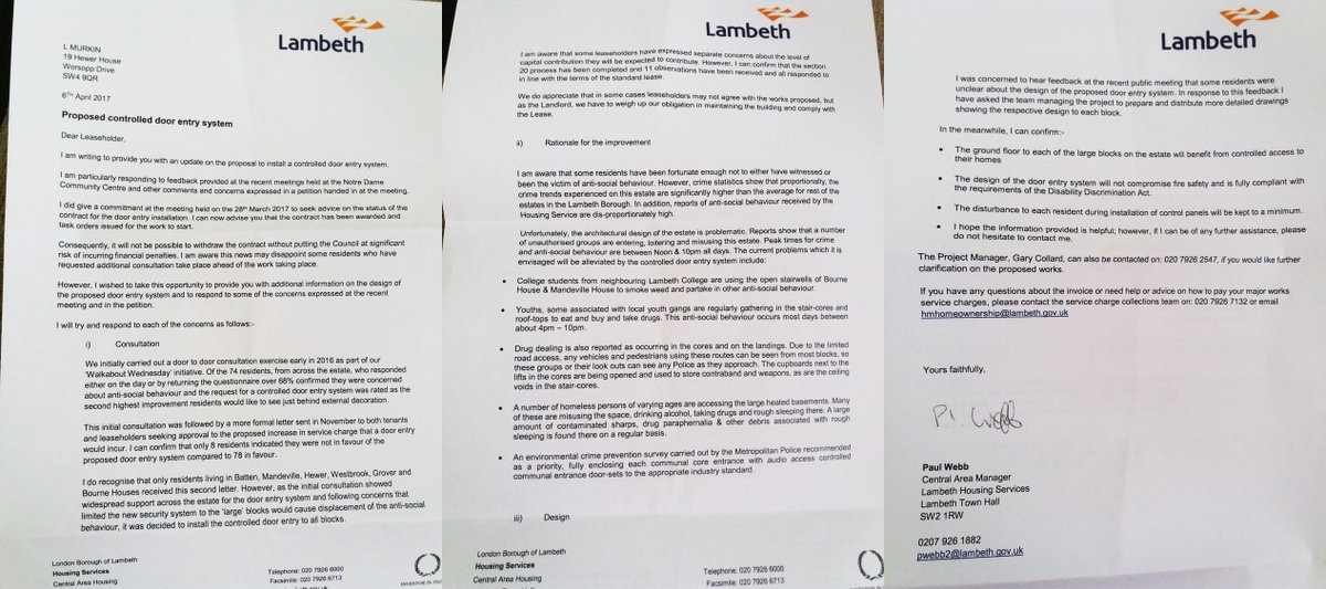 NotreDameSW4's tweet photo. Latest communication from the council highlighting inadequate consultations. Leaseholders weren't even consulted on the capital costs! https://t.co/rcHyLYX9eG