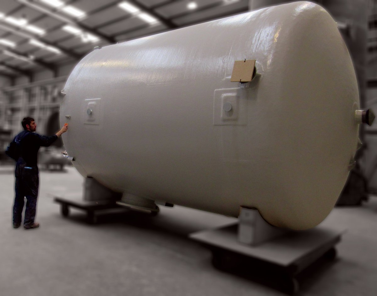 plasticonUK's tweet photo. Final preparations of GRP Rainwater Harvesting Tank #composites https://t.co/GN7wuxM5Ix