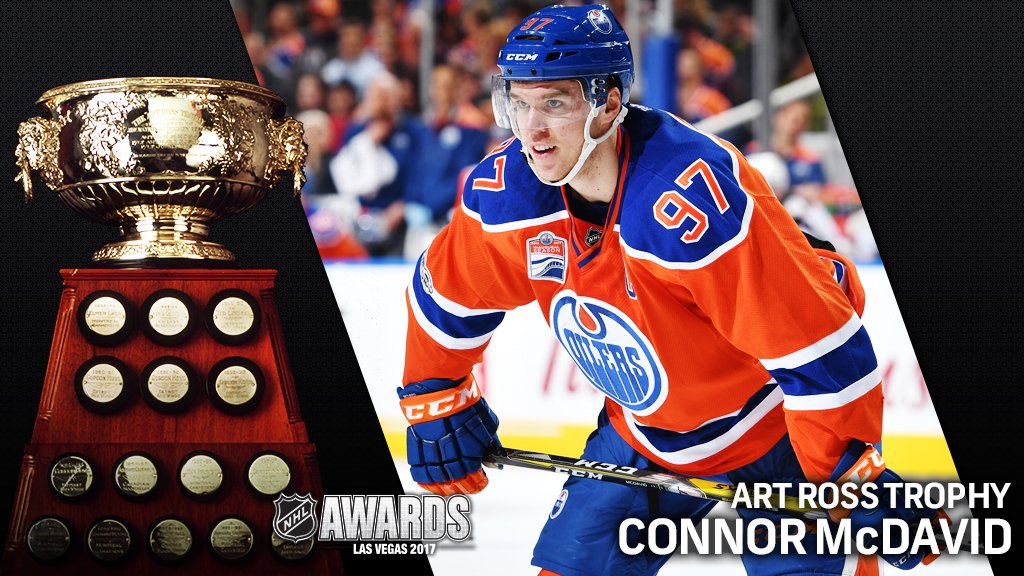 NHL's tweet photo. 100 points and the Art Ross Trophy.

Pretty good sophomore season for Connor McDavid. https://t.co/kcgn43fbOQ #NHLAwards https://t.co/tNWDvxzCsm