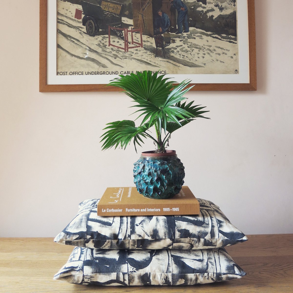 Mono printed linen cushions edition of 2