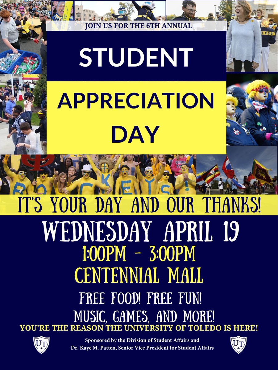 Student Appreciation Day is April 19th in the Centennial Mall come &amp; show support for yourself and your fellow students you deserve it!