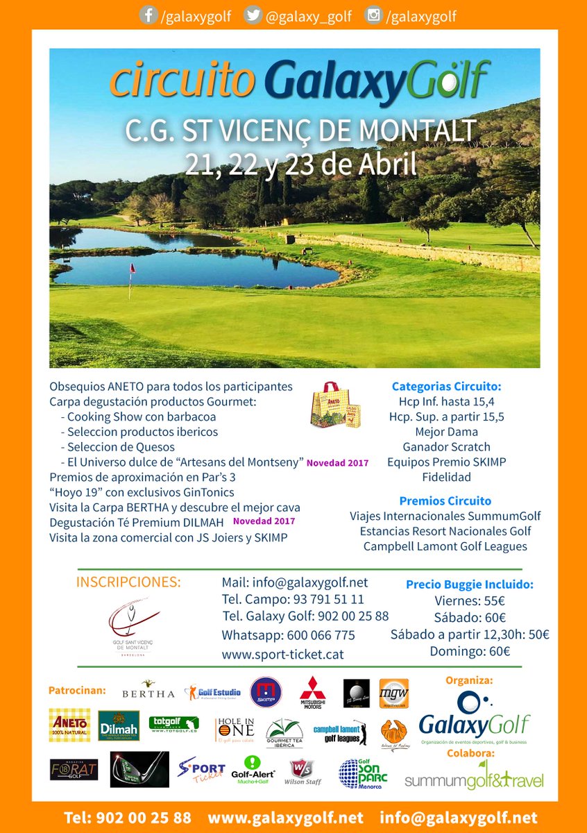 Próxima prueba del Circuito GalaxyGolf 2.017 en Golf Sant Vicenç de Montalt los dias 21, 22 y 23 de Abril. <a href="/galaxy_golf/">GalaxyGolf</a> @GolfStVicens