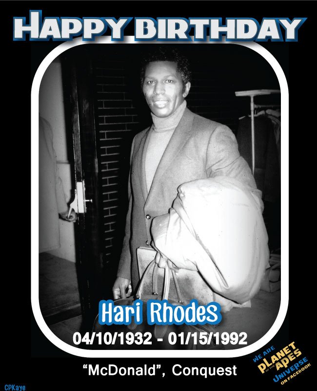 POTANexus's tweet photo. #pota @POTAat50 #classicmovies #classichollywood #classicTV
April 10th #Birthdays #HariRhodes
McDonald in #ConquestPOTA #PlanetoftheApes https://t.co/H1YBnj1aQZ