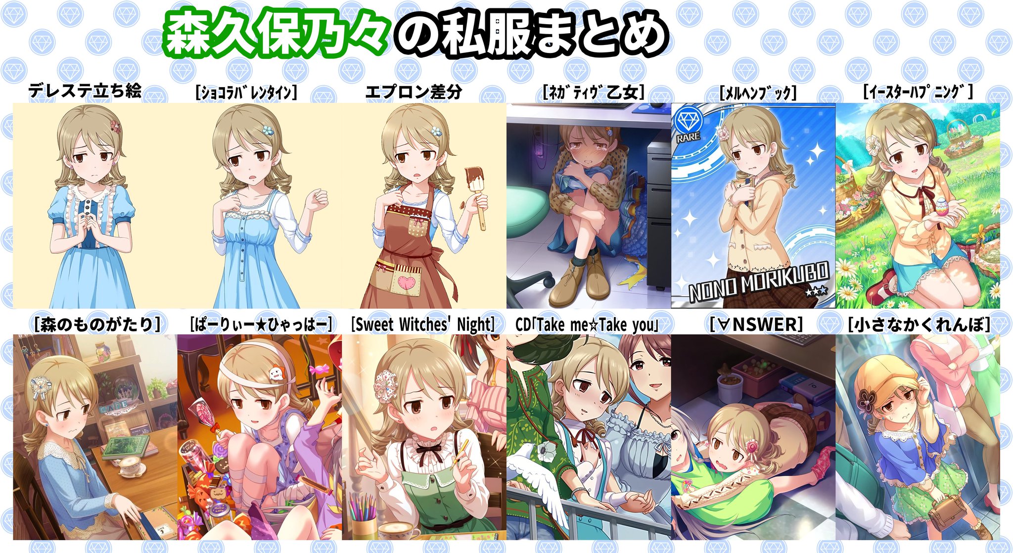 アカツキ Na Tviteru 1日1乃々活動 森久保乃々の私服まとめ更新です 個人的に今回の 小さなかくれんぼ の私服は今までの私服と一二を争う可愛さだと思う