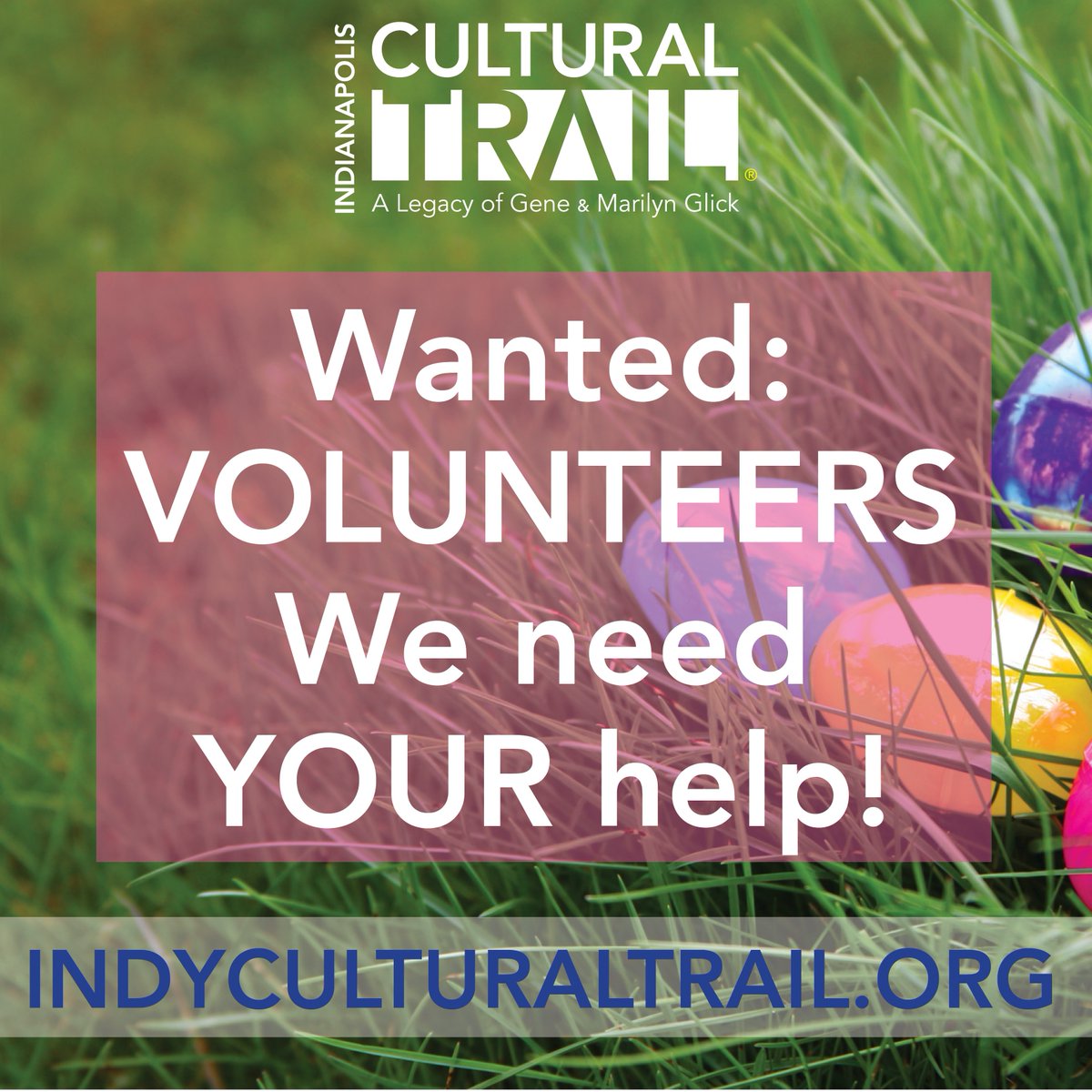 INCulturalTrail's tweet photo. Hey #Indy, we need 15 more volunteers to check in our 800+ egg seekers on 4/15. Whaddya say? You'll help? https://t.co/mGjT5Lo4E1 https://t.co/CZCxTNVy4m