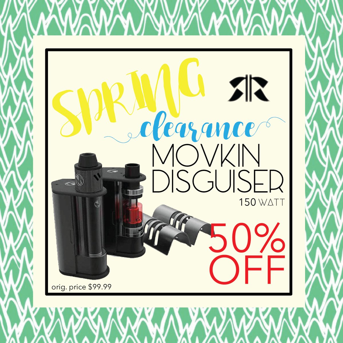 rocknrollitfl's tweet photo. The countdown has begun with Spring clearance🤑 50% OFF the @Mokinvapor Disguiser 150w, now through 4/20! More sales to follow💨 #420 #orlando https://t.co/au1gfJ8U7C