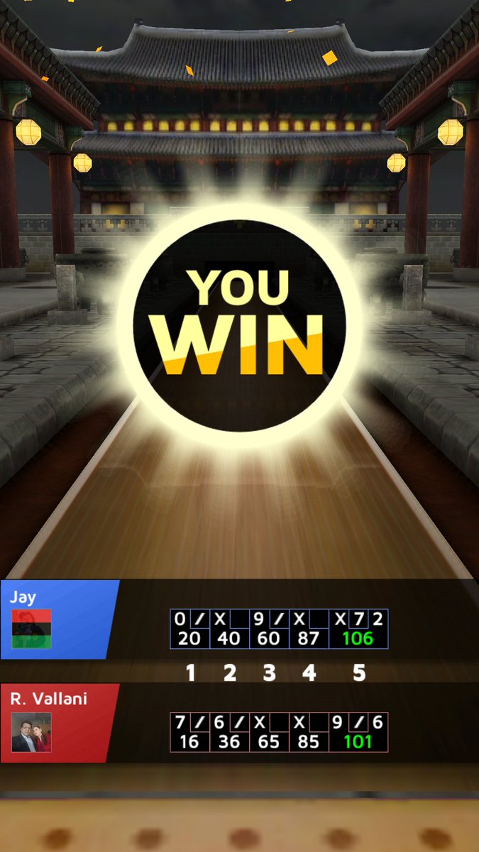 Javyn_the_Jet's tweet photo. I won at Seoul stage with 106 points! Challenge me now![https://t.co/vdH0zvwuAo] #Bowling_King https://t.co/UQK9fwNtYT