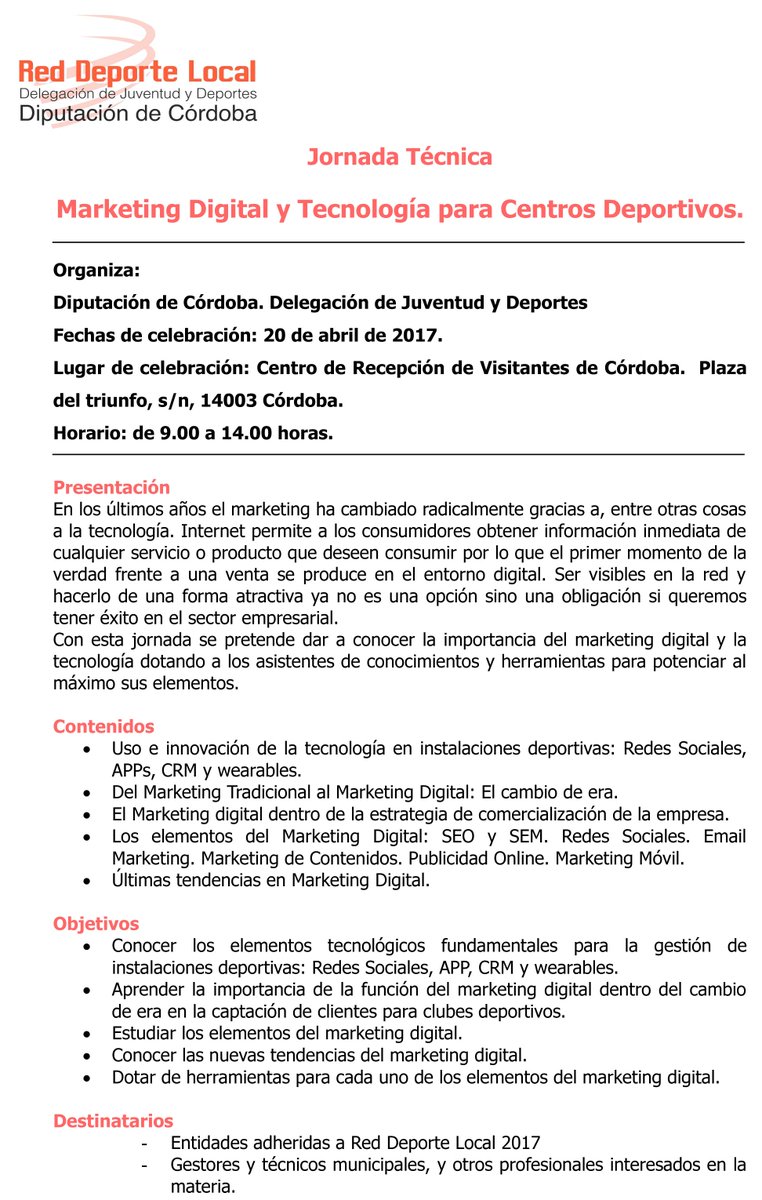 dipucordoba's tweet photo. Nueva jornada técnica de la #RedDeporteLocal sobre #marketingdigital y tecnología para centros deportivos https://t.co/xCbEQaxJgp https://t.co/ssCzJx4lod