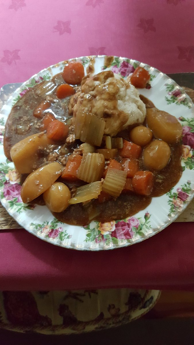 mjhptcott's tweet image. Just the job for a Spring cold! #mincestew #dumplings