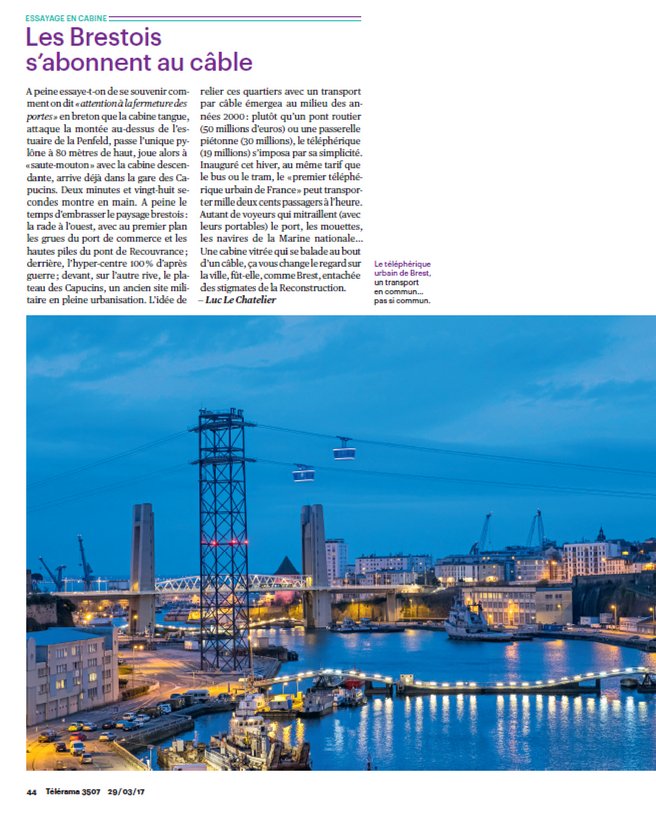 hemisfr's tweet photo. [Hemis Story] Photo du téléphérique urbain de #Brest dans @Telerama
© Franck Guiziou hemis.fr #HemisStory #TeamHemis @BrestFr #PassezALOuest https://t.co/JbCZWRP498