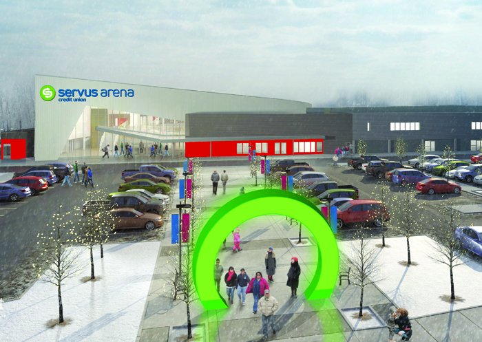 ServusCU's tweet photo. NEWS RELEASE: Servus Credit Union announced as name sponsor for the Downtown Arena in #RedDeer > https://t.co/rfNeF8wuJO #Alberta #AB https://t.co/mz6hT7iLtO