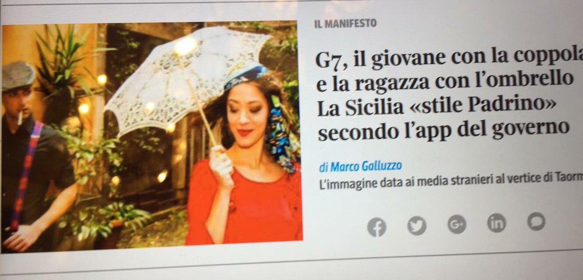 Antonella_Volpe's tweet photo. Immagine stereotipata vergognosa..@dolcegabbana voi sì che avreste rappresentato al meglio la nostra Sicilia💕 #G7 https://t.co/1n880bz2IM