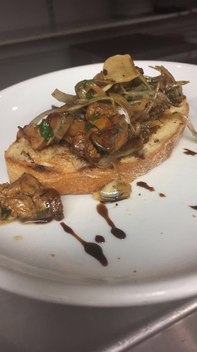 Chicken liver bruschetta with shallots herbs &amp; balsamic reduction - delicious!