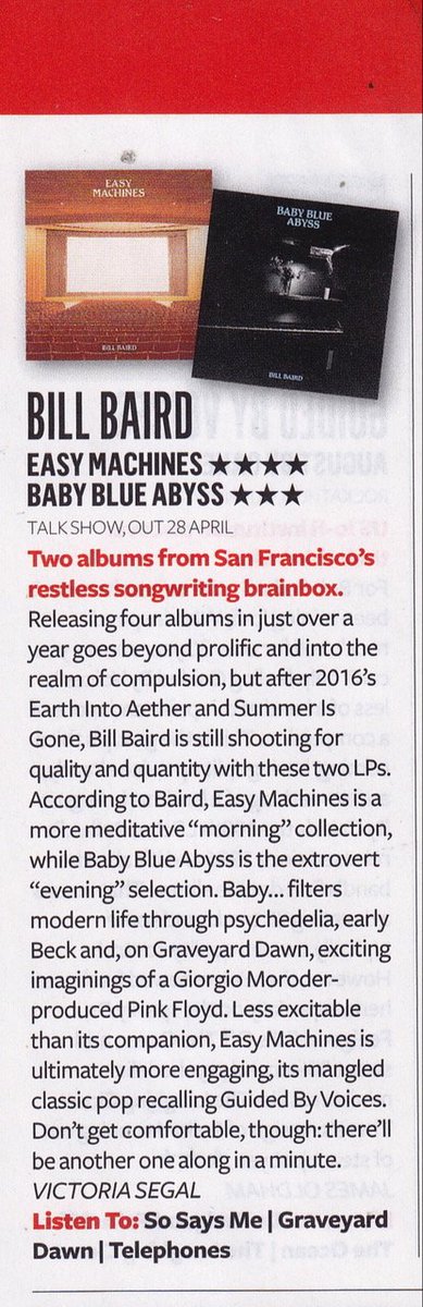 talkshowrecords's tweet photo. @QMagazine reviews @BlondeBill new albums, #EasyMachines &amp; #BabyBlueAbyss. https://t.co/ChVaSWlsan
