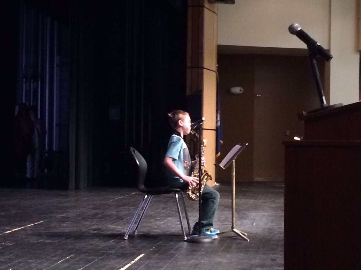 BMS_Principal's tweet photo. BMS Morning Meeting performers Joe Cyr and Logan Ross sharing their amazing musical and dance talents with us! Great job boys! #TigerPride https://t.co/M3OijjIaNM