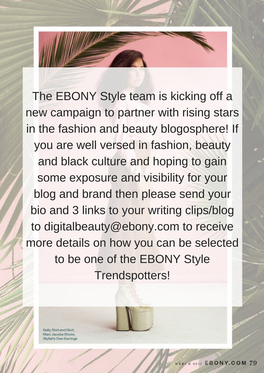 EBONY's tweet photo. Our Fashion & Beauty Director @ayokalu is looking for writers! #ebonystyle https://t.co/J7EU8gXeTk