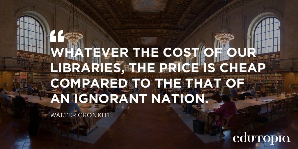 Libraries are not optional, they are essential. National Library Week. #NationalLibraryWeek #reading
Thx, <a href="/edutopia/">edutopia</a>
via <a href="/DrEdwardMooney/">Dr. Edward Mooney</a>