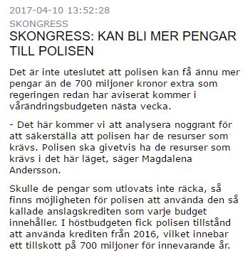 Totalt oseriös rubrik i <a href="/expressen/">Expressen</a> om Magdalena Andersson besked om resurser till poliser. Som tur är finns <a href="/ttnyhetsbyran/">TT Nyhetsbyrån</a>: